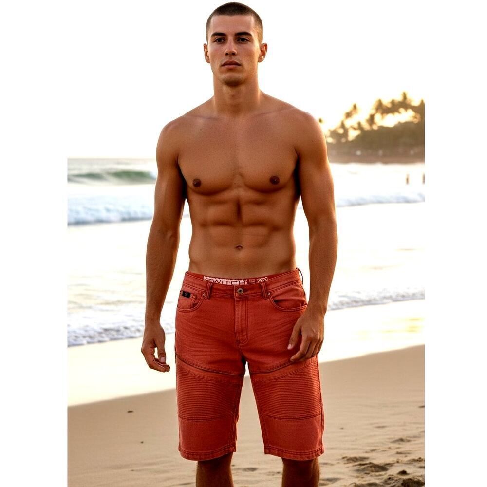 Switch Premium Denim Mens Faded Cranberry Jean Shorts - Size: 38
